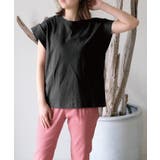 ブラック | くるっと大き目に折り返した袖が目を引くデザイン!フレンチスリーブカットソー | aquagarage