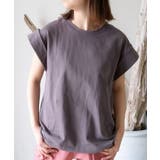 チャコールグレー | くるっと大き目に折り返した袖が目を引くデザイン!フレンチスリーブカットソー | aquagarage