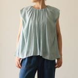ミント | シンプルなのにこなれ感漂う♪サテン調ギャザーブラウス | aquagarage
