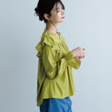 肩のフリルとキャンディースリーブが可愛い♪Vネックギャザーブラウス | aquagarage | 詳細画像2