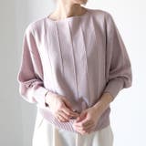 ピンクベージュ | 大人の抜け感を演出♪ストライプドルマンニット | aquagarage