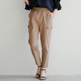 モカ | 前後アシンメトリーなデザインがポイント♪リネンブレンドテーパードパンツ | aquagarage