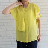 イエロー | フレア袖がほんのり女っぽく大人可愛い印象に♪スカーフタイフリル袖ブラウス | aquagarage