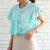 ミント | フレア袖がほんのり女っぽく大人可愛い印象に♪スカーフタイフリル袖ブラウス | aquagarage