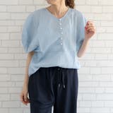 ペールブルー | パールをあしらった2wayバルーンスリーブブラウス | aquagarage