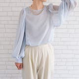 ライトブルー | 立体感のある袖が女性らしい抜け感を演出!バルーンスリーブシアーブラウス | aquagarage