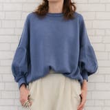 ブルー | 二の腕を自然にカバーしてくれるバルーン袖ニットトップス | aquagarage