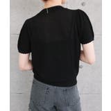 スカラップ仕上げの袖口が女性らしい柄編みサマーニットトップス | aquagarage | 詳細画像9