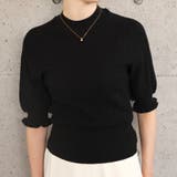 ブラック | 変わり編み五分袖ニット レディース 春 夏 秋 M L 半袖 5分袖 | aquagarage