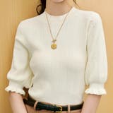 エクリュ | 変わり編み五分袖ニット レディース 春 夏 秋 M L 半袖 5分袖 | aquagarage