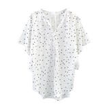 ホワイト:ドット | なめらかでやさしい肌ざわりが魅力!さらっと涼しいワイドスリーブブラウス | aquagarage