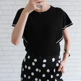 ブラック | 配色ラインフレアスリーブサマーニット | aquagarage