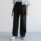 ブラック | ウエストリボンアシンメトリータックパンツレディース 春 夏 秋 M L | aquagarage