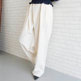 アイボリー | ウエストリボンアシンメトリータックパンツレディース 春 夏 秋 M L | aquagarage