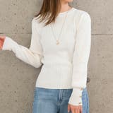 オフホワイト | パワショル袖ボタンニット 春 秋 冬 M L レディース | aquagarage