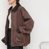 ブラウン | 襟配色フェイクスエードジャケット 秋 冬 M | aquagarage
