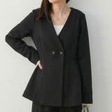 ブラック | ノーカラーウエストシェイプペプラムジャケット 春 秋 M | aquagarage