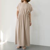 ライトベージュ | リネンライクウエストタックワンピース 春 夏 レディース | aquagarage