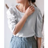 アイスグレー | 袖のシャーリングが目を引く！テレコリブパワショルトップス | aquagarage
