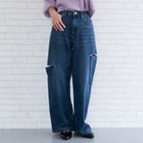 ブルー | トレンドを着こなせるダメージストレートデニムパンツ | aquagarage