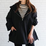 ブラック | 軽快で動きやすく程よいオーバーシルエットのナイロンアノラックパーカー | aquagarage