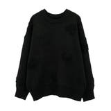 ブラック | ニードルパンチハート柄ニットトップス | aquagarage