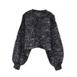 ブラック | ラメフェザーハイネックショート丈ニットトップス | aquagarage