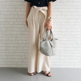 アイボリー | キレイめスタイルを叶えるリネンライクリボン付きストレートパンツ | aquagarage