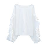 オフホワイト | フリルスリーブカットソー コットン100％ 綿100％ | aquagarage