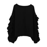 ブラック | フリルスリーブカットソー コットン100％ 綿100％ | aquagarage