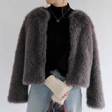 チャコール | ノーカラーファージャケット 秋 冬 M | aquagarage