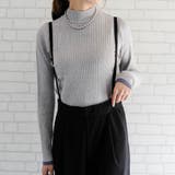 杢グレー | ボトルネックリブニットトップス 春 秋 冬 M レディース | aquagarage