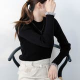 ブラック | 袖先シアーハイゲージニットトップス 春 秋 冬 M レディース | aquagarage