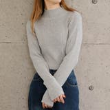 杢グレー | さりげない華やかさを演出ハイネックパールニットトップス | aquagarage