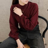 ボルドー | ボトルネックパフスリーブニットトップス 秋 冬 M  レディース | aquagarage