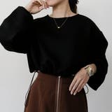 ブラック | ダンボールニット裾ドロストトップス 春 秋 冬 M L レディース | aquagarage