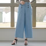 シルエットで女っぽさを格上げするデニムウエストボタンワイドパンツ | aquagarage | 詳細画像2 