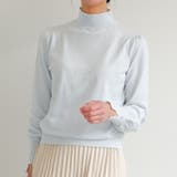 袖口にあしらわれたパールの飾りボタンがオシャレ♪プチハイネックニットトップス | aquagarage | 詳細画像2