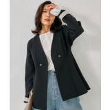 フライスリブ袖口フリルヘンリーネックトップス 春 秋 冬 M レディース | aquagarage | 詳細画像7 