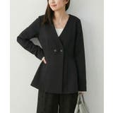 ノーカラーウエストシェイプペプラムジャケット 春 秋 M | aquagarage | 詳細画像12 