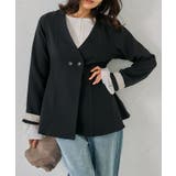 ノーカラーウエストシェイプペプラムジャケット 春 秋 M | aquagarage | 詳細画像4 