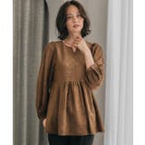 スエードキーネックペプラムトップス  レディース 春 秋 冬 M | aquagarage | 詳細画像3 