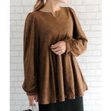 スエードキーネックペプラムトップス  レディース 春 秋 冬 M | aquagarage | 詳細画像18 