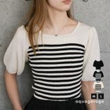 前後2wayパフスリーブニットトップス レディース 春 夏 M L 半袖 | aquagarage | 詳細画像1