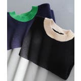 バイカラーラインニットトップス レディース 秋 冬 | aquagarage | 詳細画像2