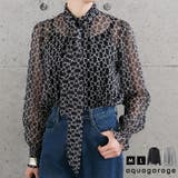 高級感ある総柄長袖ボウタイブラウス | aquagarage | 詳細画像1