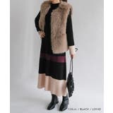 Aライン配色ニットワンピース レディース 秋 冬 | aquagarage | 詳細画像15 