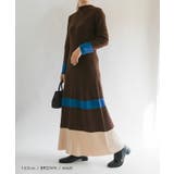 Aライン配色ニットワンピース レディース 秋 冬 | aquagarage | 詳細画像7 