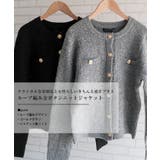ループ編み金ボタンニットジャケット 秋 冬 M  レディース | aquagarage | 詳細画像2 