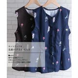 英花柄ペプラムベスト レディース 春 夏 秋 M | aquagarage | 詳細画像2
